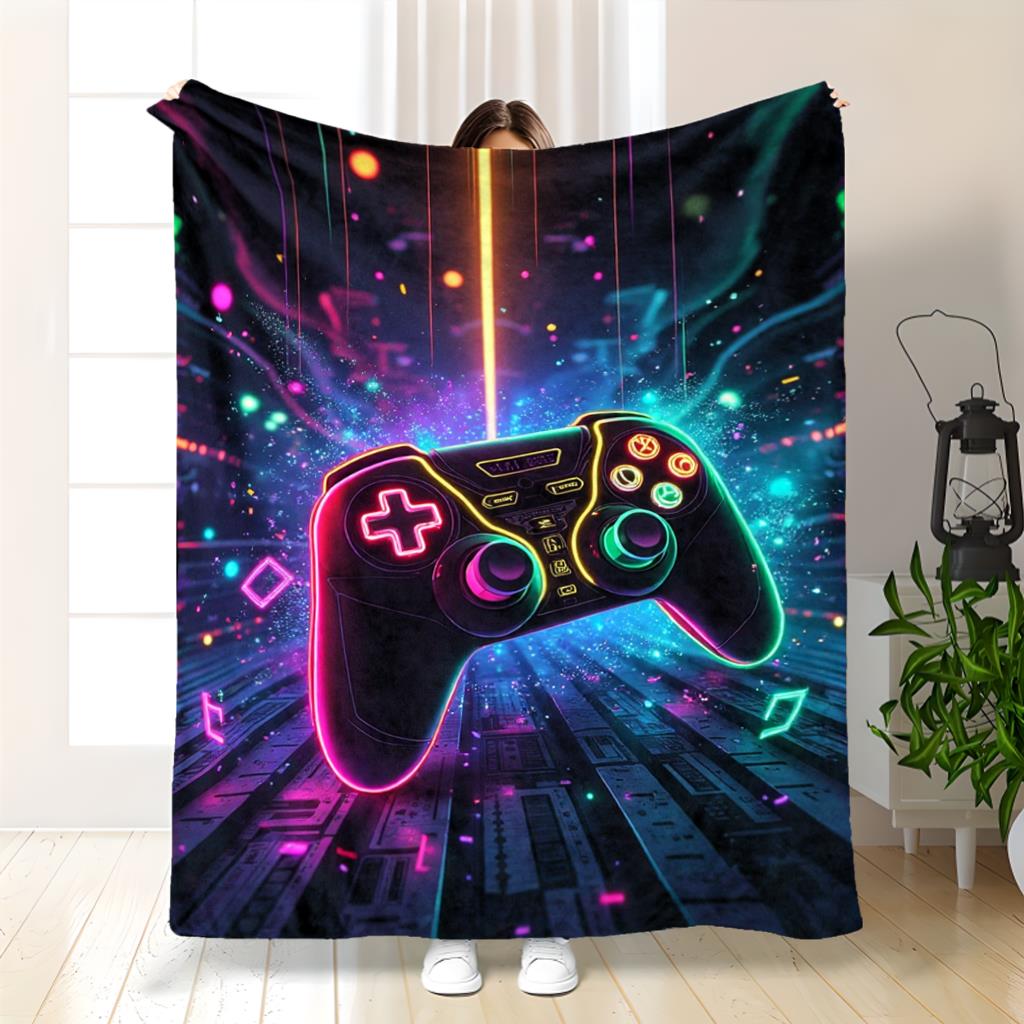 Gaming Console Room - ゲーム機柄ブランケット、柔らかいフリース製プレイマット、男の子と女の子の部屋の装飾に最適なギフト