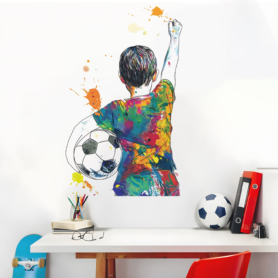 Gaming Console Wallpaper - グラフィティ サッカー少年 ウォール デカール フットボール選手 ウォール
