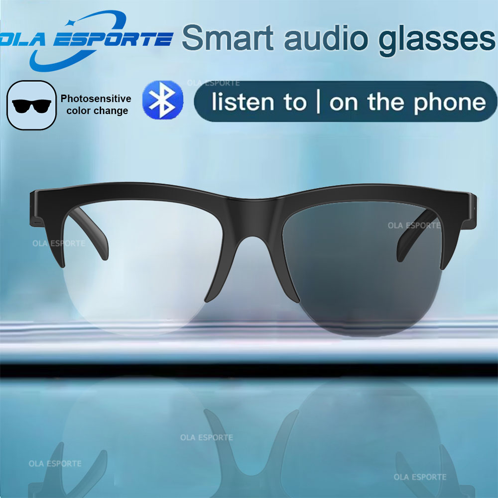 Gaming Glasses Uv - 2025年感光変色スマートグラス Bluetooth音声通話対応 音楽再生 UV偏光サングラス ヘッドホン機能付き メンズ