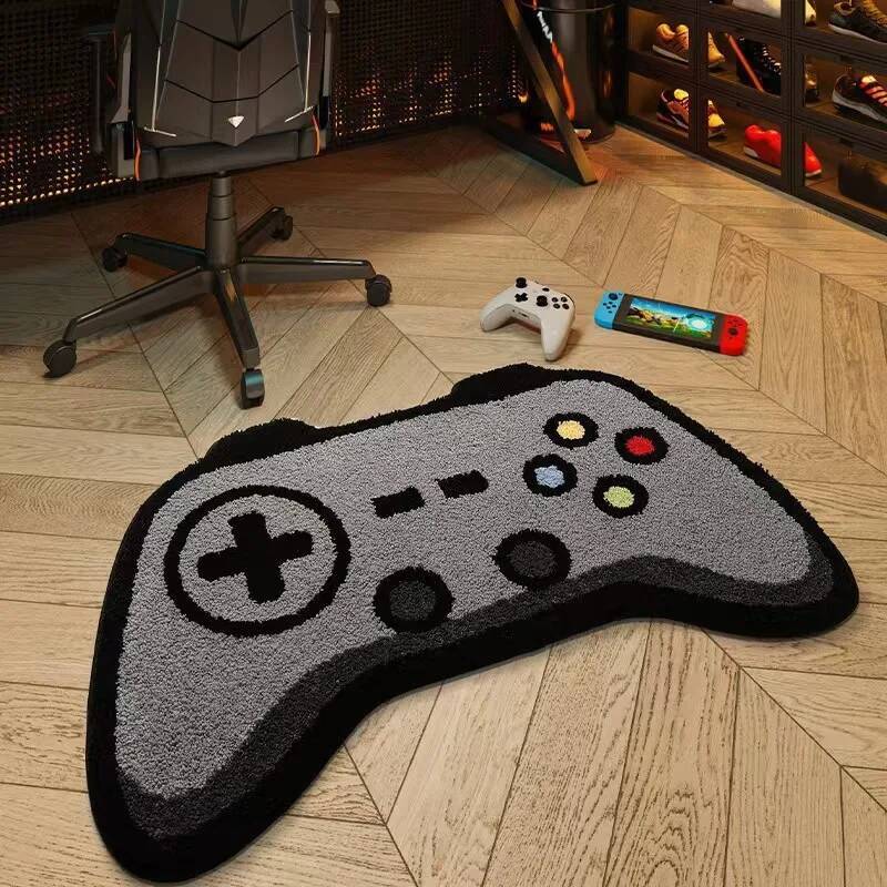 Gaming Console Room - ゲーミングコントローラーコンソール型カーペット クリエイティブな漫画風ソフトタフテッドラグ 滑り止めマット 寝室、ゲーミングルーム、家の床用デコレーション