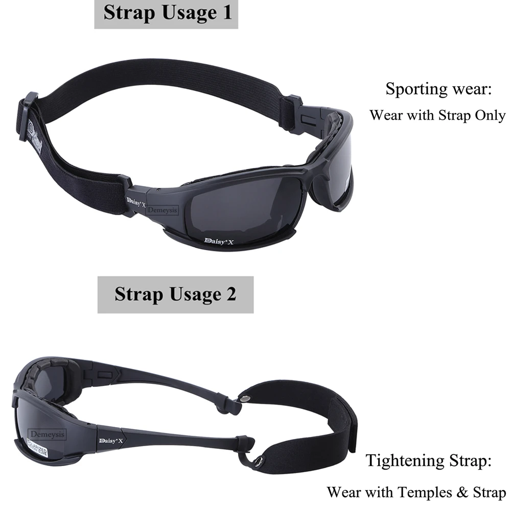 メンズデイジー戦術ゴーグル,サングラス,サングラス,4レンズ - Gaming Glasses Uv のレビューと価格