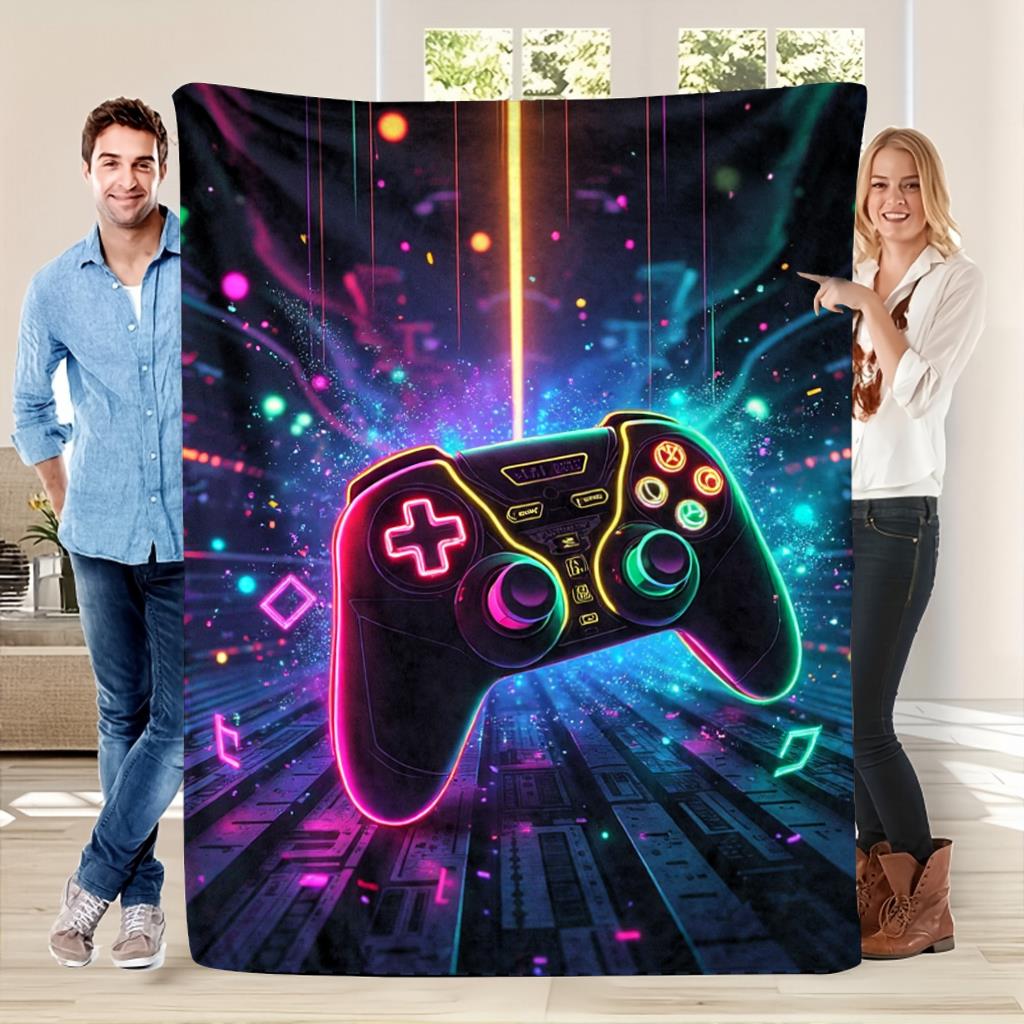 ゲーム機柄ブランケット、柔らかいフリース製プレイマット、男の - Gaming Console Room のレビューと価格