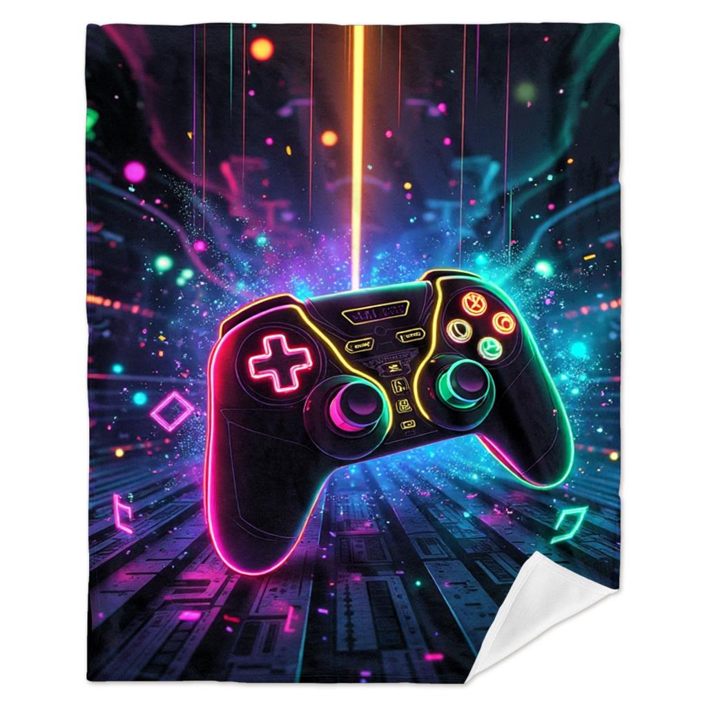 ゲーム機柄ブランケット、柔らかいフリース製プレイマット、男の - Gaming Console Room のレビューと価格