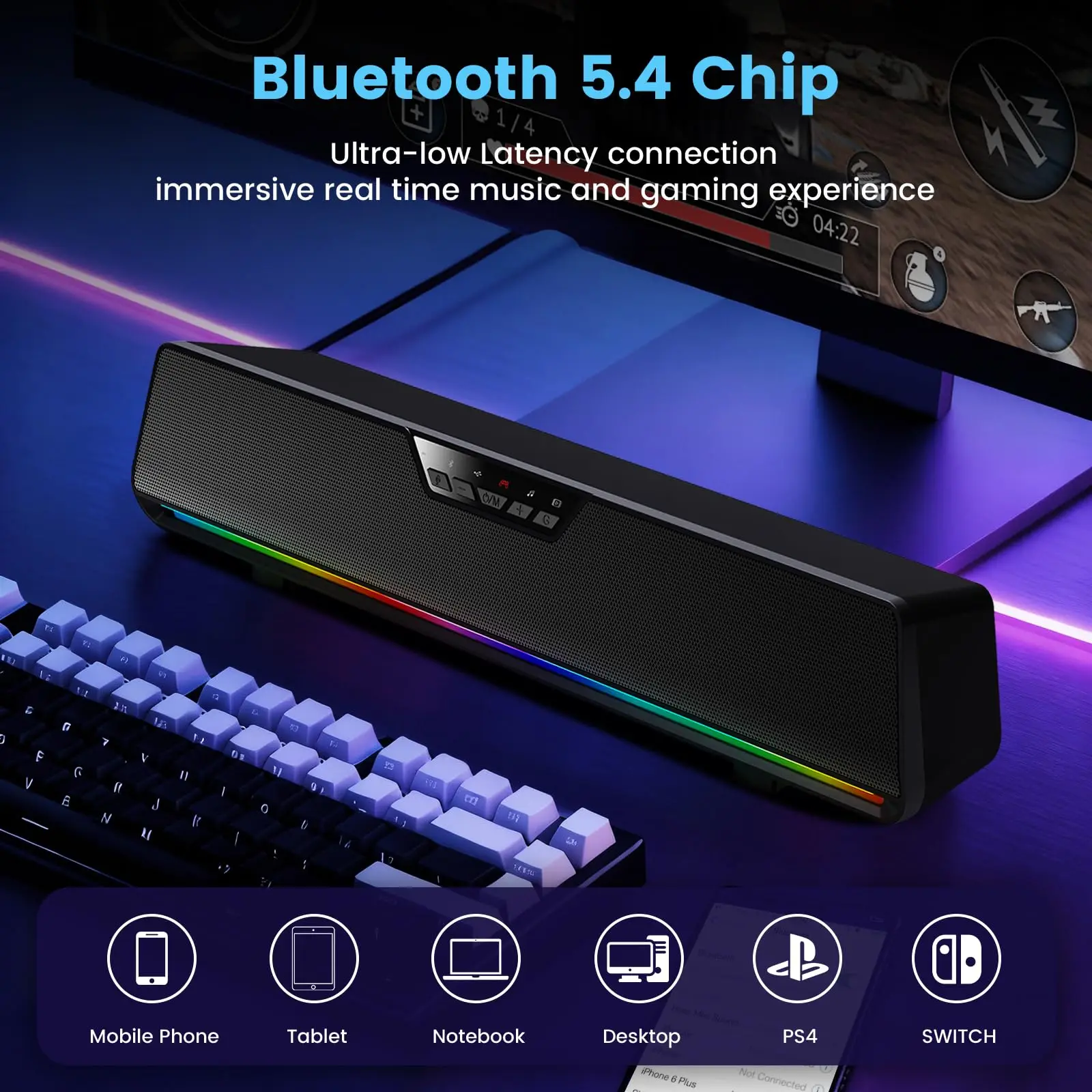 GS6 Pro 7.1ゲーミングスピーカーバー（4ドライバー - Gaming Console Apple のレビューと価格