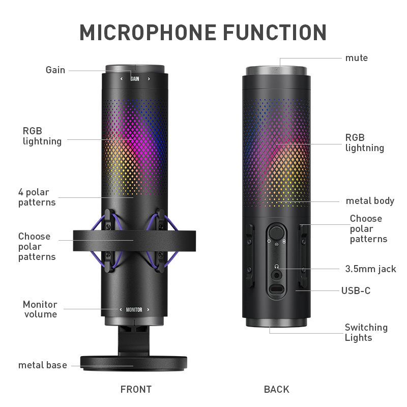 USBデスクトップコンデンサー有線マイク - ポッドキャステ - Gaming Console Usb のレビューと価格