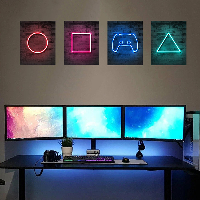 ゲームルームの壁の装飾,ポスター,ステッカー,接着剤,ネオン - Gaming Console Wallpaper のレビューと価格