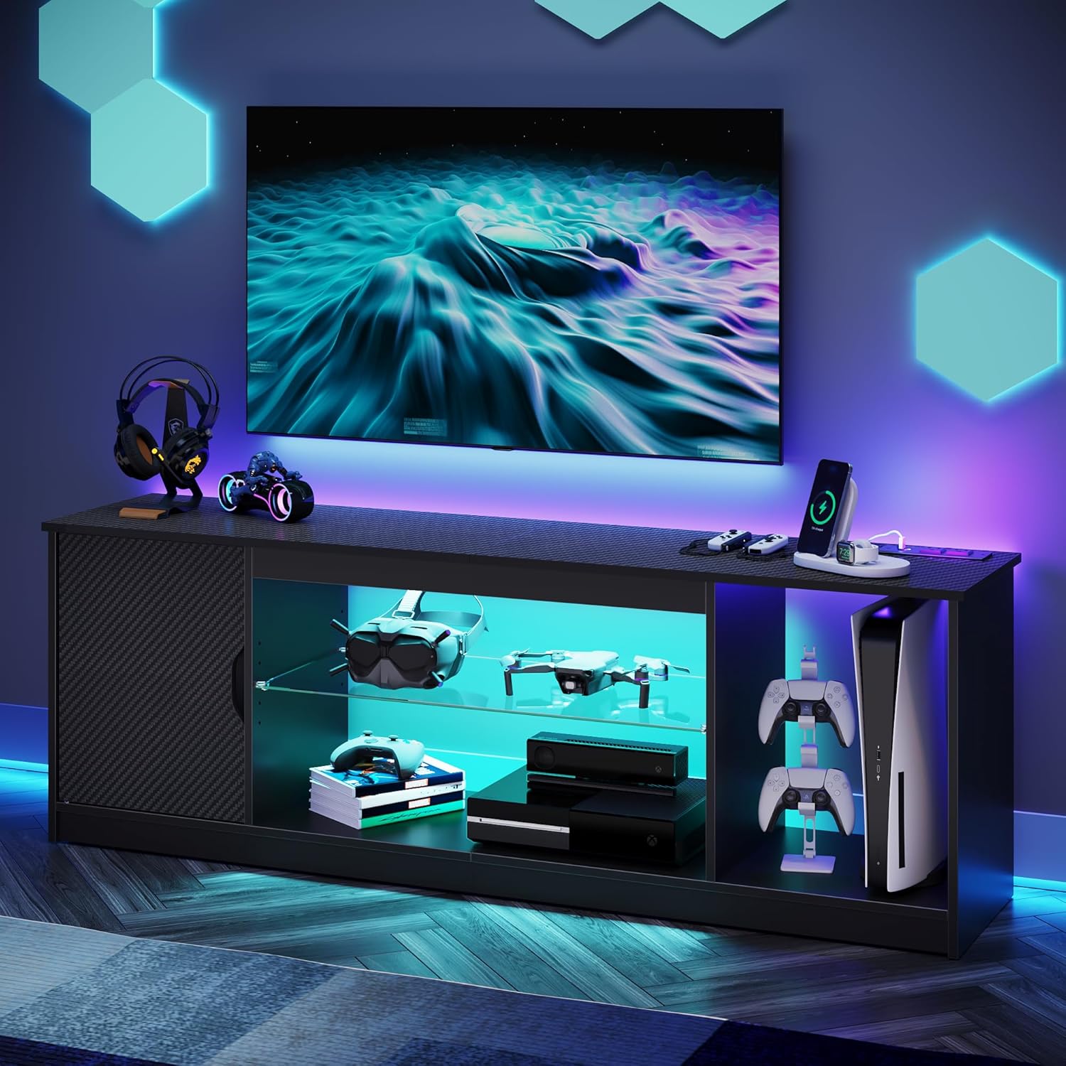 電源コンセント付きテレビ台、ゲームエンターテイメントコンソー - Gaming Console Room のレビューと価格