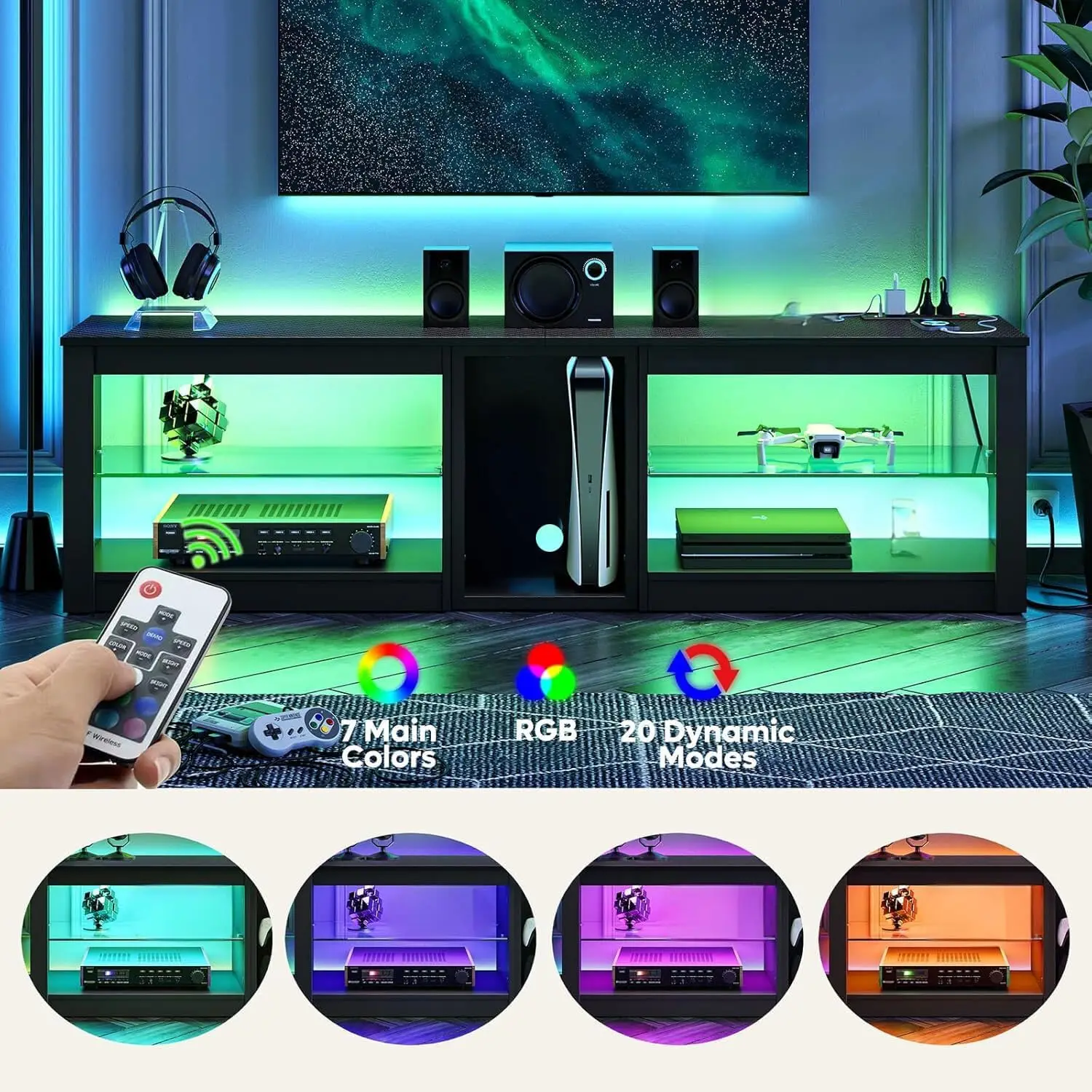 PS5用エンターテインメントセンター、70インチテレビ用電源 - Gaming Console Room のレビューと価格