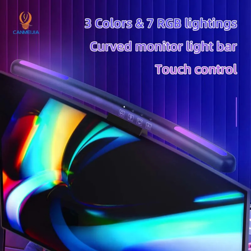 湾曲したLEDモニターライトバー,USB,RGB,PCスクリ - Gaming Console Monitor のレビューと価格